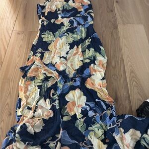 Floral Maxi Dress in Blue and Orange
